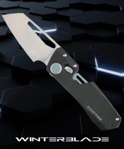 WINTERBLADE Co. Factor Folding Knife Satin Blade with Stonewashed Black Titanium Handles/ Gray Accents