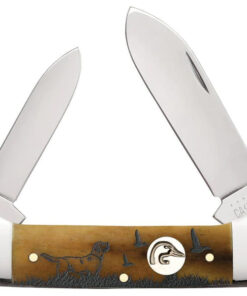 Case Ducks Unlimited Embellished Smooth Antique Bone Canoe Pocket Knife (07543 SS)