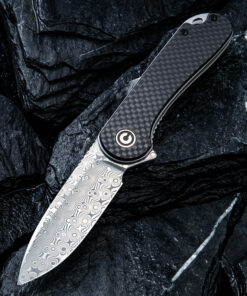 We Knife - CIVIVI Elementum Damascus Blade with Black G10 with Carbon Fiber Inlay