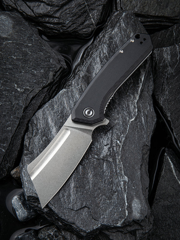 We Knife - CIVIVI Mini Bullmastiff Liner Lock Black G10 Flipper Stonewashed Knife