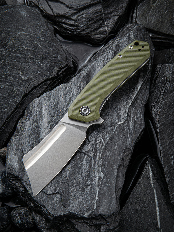 We Knife - CIVIVI Mini Bullmastiff Liner Lock OD Green Flipper Stonewashed Knife
