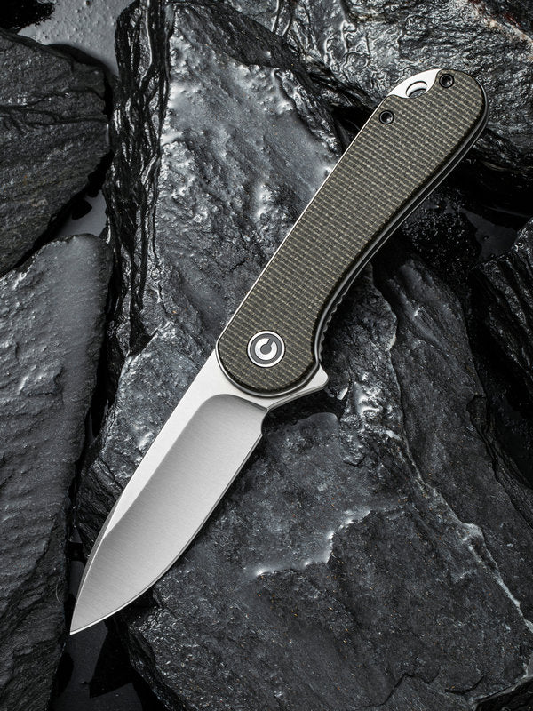 We Knife - CIVIVI Elementum Liner Lock Dark Green Micarta Handle SATIN Finish