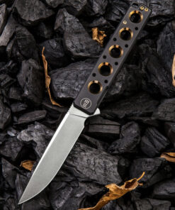 We Knife - 913A Miscreant Knife Black Ti Handle with Golden Ano Holes