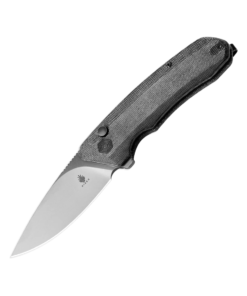 Kizer V3602C1 Vanguard Invictus Button Lock Flipper Stonewashed Blade with Black Micarta Handles