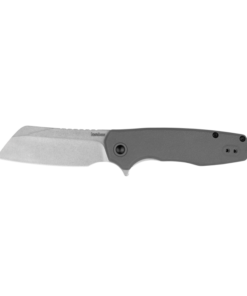 Kershaw 1414 Wharf Assisted Flipper Stonewash Cleaver Blade with Stonewash Silver Glass Filled Nylon Handles