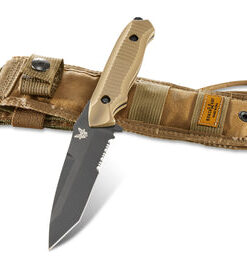 Benchmade 141SBKSN Nimravus Fixed Blade Serrated Tanto Black Finish Blade with Sand Aluminum Handles
