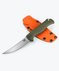 Benchmade 15505 Meatcrafter 4 Fixed Blade Knife Stonewash CPM154 Blade with Dark Olive Santoprene Handles