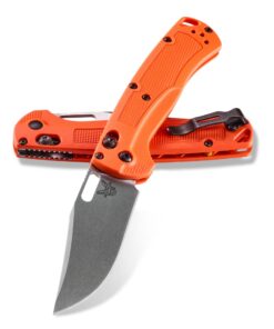 Benchmade 15535 Taggedout Axis Lock Plain Satin Blade with Orange Grivory Handles