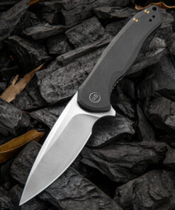 We Knife Kitefin Folding Knife 2001G Black Titanium Handles with Satin Blade