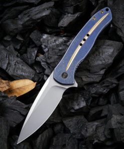 We Knife Kitefin Folding Knife 2001F Blue Titanium Handles with Bead Blasted Blade