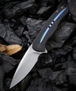 We Knife Kitefin Folding Knife 2001E Black Titanium Handle with Bead Blasted Blade