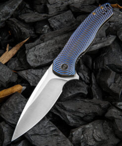 We Knife Kitefin Folding Knife 2001D Blue/ Black Ti Handles with Satin Blade