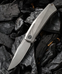 We Knife Gava Gray Titanium Handle Flipper with CPM 20CV Stonewashed