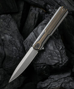 We Knife Peer 2015E Liner Lock Flipper Knife Gray Ti w/ Brass (3.5" SW)