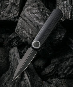We Knife -Eidolon 19074B-B Dagger Front Flipper Black Blade with Black G10 Handles