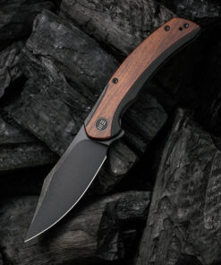 We Knife - 19022F-3 Snick Frame Lock Black SW Blade with Black Ti Handles/Cuibourtia Wood Inlay
