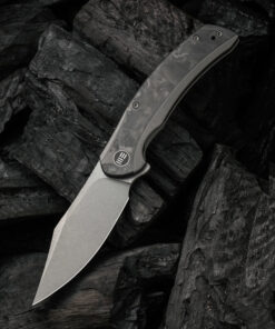 We Knife - 19022F-2 Snick Frame Lock Gray SW Blade with Gray Ti Handles/Marble Carbon Fiber Inlay