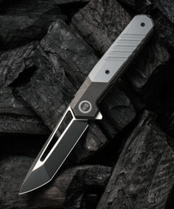 We Knife - 20073-4 Arsenal Frame Lock Black Stonewash Blade with Black Ti Handle/ Gray G10 Spacer