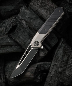 We Knife - 20073-3 Arsenal Frame Lock Black Stonewash Blade with Gray Ti Handle/ Black G10 Spacer