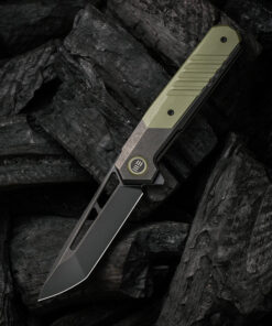 We Knife - 20073-2 Arsenal Frame Lock Black Stonewash Blade with Black Ti Handle/ OD Green G10 Spacer