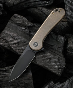 We Knife 18062X-4 Elementum Black Stonewashed Blade with Bronze Stonewashed Titanium Handle