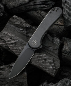 We Knife 18062X-3 Elementum Black Stonewashed Blade with Black Titanium Handle