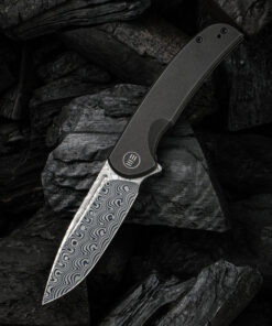We Knife 20061B-DS1 Beacon Knife Hakkapella Damasteel Blade with Black Titanium Handles