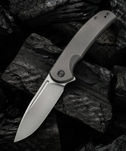 We Knife 20061B-1 Beacon Knife Silver Bead Blasted Blade with Gray Titanium Handles