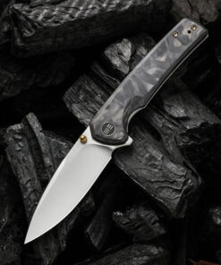 We Knife- Subjugator 21014D-1 Satin CPM-20CV Blade with Marble Carbon Fiber/Gray Titanium Handles