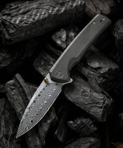 We Knife- Subjugator 21014C-DS1 Hakkapella Damasteel Blade with Black Titanium Handles