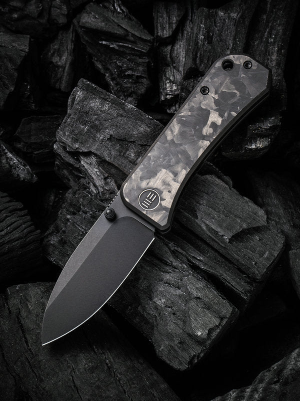 We Knife - 2004H Banter Marble Carbon Fiber Flipper with Black Stonewashed CPM S35VN