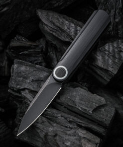 We Knife -19074A-D Eidolon Black G10 Integral Handle Front Flipper with Black Stonewashed Drop Point Blade