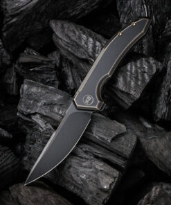 We Knife -21016-2 Quixotic Bronze/Black Titanium Handle Flipper with Black Stonewashed Blade