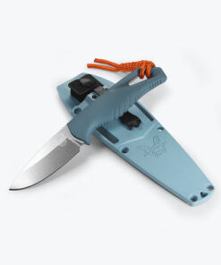 Benchmade 18050 Intersect Fixed Blade Drop Point Stonewash CPM-Magnacut Blade with Depth Blue Santoprene Handles