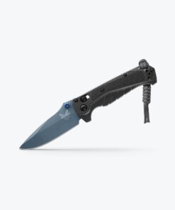 Benchmade 18065BT-01 Mini Adira AXIS Lock Folder Drop Point Blue Cerakote CPM-Magnacut Blade with Tempest Gray Grivory Handles