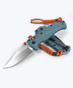Benchmade 18065 Mini Adira Axis Locked Folder Drop Point Stonewash CPM-Magnacut Blade with Depth Blue Grivory Handles