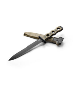 Benchmade 185BK-1 SOCP Fixed Blade Double Edge Dagger 3V Cobalt Black Blade with Desert Tan G10 Handles