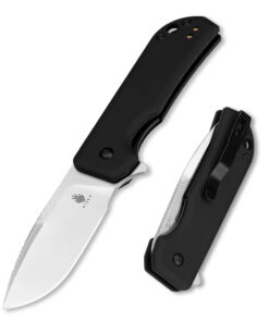 Kizer V3011A2 Vanguard Nice Guy Flipper Knife Stonewash Blade with Black Aluminum Handles