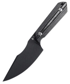 Kizer 1040 Harpoon Fixed Blade Knife Plain Black Coated Blade with Black Micarta Handles/ Kydex Sheath