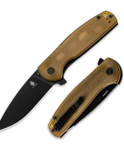 Kizer V3471A3 Vanguard Gemini Flipper Knife Black Drop Point Blade with Yellow PEI Handles