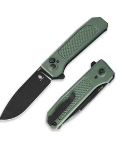 Kizer V3630C2 Vanguard Brat Button Lock Folder Plain Black Blade with Green G10 Handles