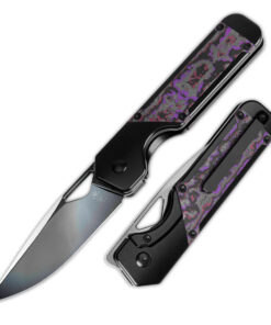 Kizer Ki3634A2 Militaw Frame Lock Knife S45VN DLC Blade with Purple Haze Fatcarbon/ Titanium Handles
