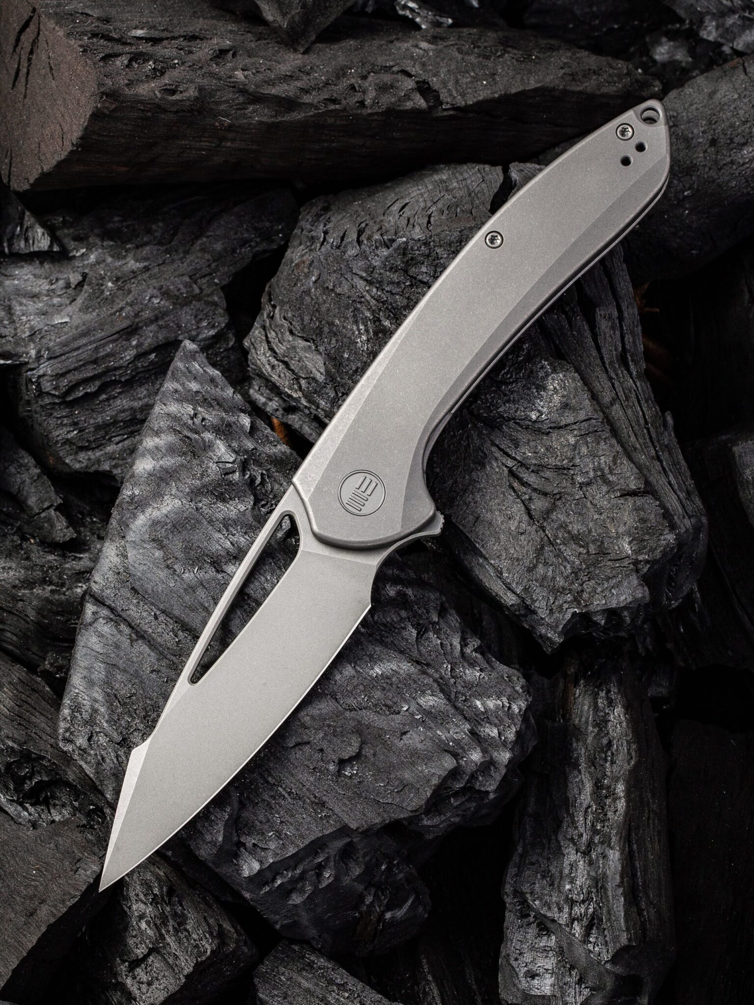 We Knife Fornix 2016A Gray Stonewashed Blade with Gray TI Handle Knife (3.3" SW)