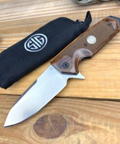 SIG Sauer by Hogue EX-02 ASE Flipper Spear Point Blade with Reinforced Checkered Walnut Scales