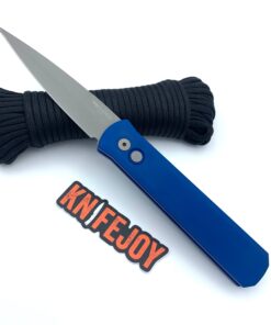 Pro-tech Knives 920-BLUE GODFATHER Auto Bead Blasted Blade with Blue Aluminum Handles