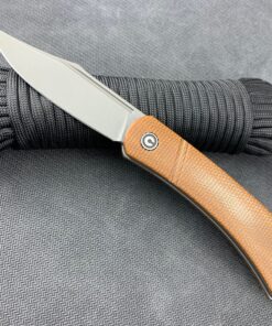 We Knife - CIVIVI Appalachian Drifter Brown Micarta Handle Gray S/S Liner Gray Stonewashed Double Detent Slip Joint