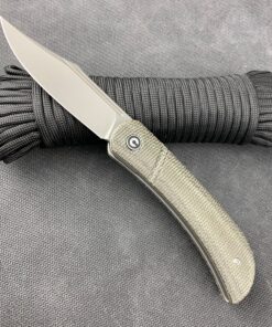We Knife - CIVIVI Appalachian Drifter Dark Green Micarta Handle Gray S/S Liner Gray Stonewashed Double Detent Slip Joint