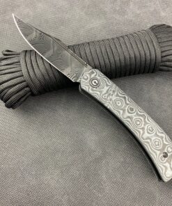 We Knife - CIVIVI Appalachian Drifter Layered Gray G10 and Rose Pattern Carbon Fiber Handle Black Hand Rubbed Damascus Blade