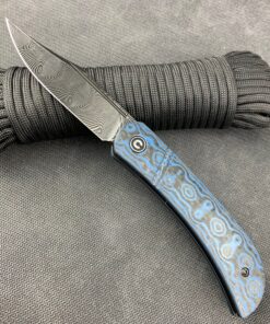 We Knife - CIVIVI Appalachian Drifter Layered Blue G10 and Rose Pattern Carbon Fiber Handle Black Hand Rubbed Damascus Blade