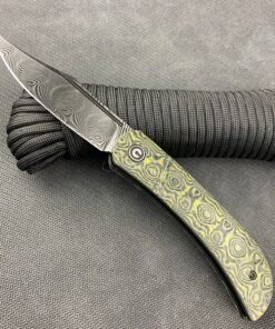 We Knife - CIVIVI Appalachian Drifter Layered Yellow G10 and Rose Pattern Carbon Fiber Handle Black Hand Rubbed Damascus Blade